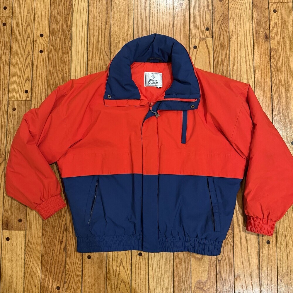 Vintage Alpine Designs Gore-Tex Jacket Mens Medium Red Blue Ski Coat Retro 90s